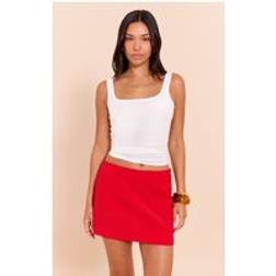 PrettyLittleThing Tomato Woven A Line Mini Skirt - Tomato Red