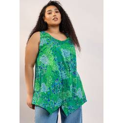 Yours Floral Hanky Hem Vest Top - Green
