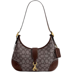 Coach Hamptons Hobo Bag In Signature Jacquard - Brass/Oak Maple