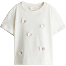 H&M T-shirt Med Motiv - Vit/Fjärilar