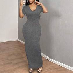 Shein Damen Figurbetontes Minikleid V-Ausschnitt und Kurzarm - Hoco Kleider