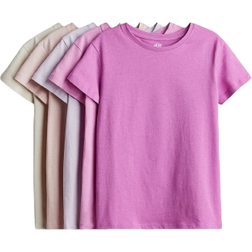H&M 5-Pack Cotton T-shirts - Pink