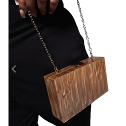 True Decadence Marble Hard Rectangle Clutch Bag - Bronze