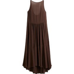 H&M Long Chiffon Dress - Dark Brown