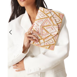 True Decadence Patterned Sequin Envelope Clutch Bag - Gold