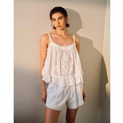 Topshop Ord Broderie Mini Knicker Short - White