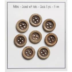 Go Handmade Coconut Buttons Classic 8pcs 15mm