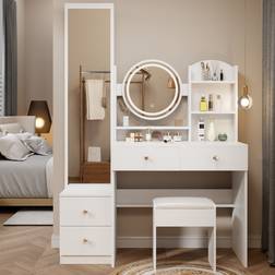 Bed Bath & Beyond Makeup Vanity Desk White 4-Drawer Dressing Table 14.3x43.3" 2pcs