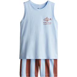 H&M 2-Delat Set Med Tanktop Och Shorts - Ljusblå/Fisk