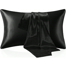 Shein 1pc Satin Pillowcase For Hair And Skin Hovedpudebetræk Sort (74x48cm)