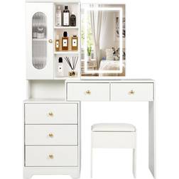 Metro Lane And Stool Set Wi-White Dressing Table 108x261.6cm