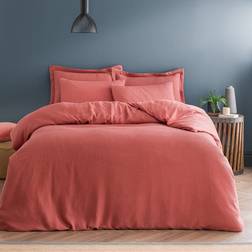 Dunelm Alston Waffle and Pillowcase Set - Terracotta Duvet Cover Red (220x260cm)
