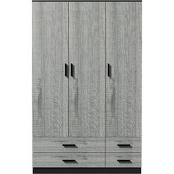 URBN Living Modern 3 Door 4 Storage Black/Ash Grey Wardrobe 108x180cm
