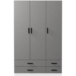 URBN Living White & Grey 3 Door 4 Drawer Storage Shelf Wardrobe 108x180cm