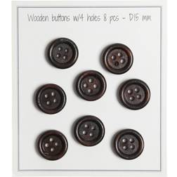 Go Handmade Wooden Buttons Round Groove Dark 8pcs 15mm