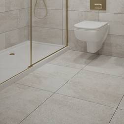 Johnson Tiles Ashlar Crafted Grey Matt Stone Effect Textured Porcelain Indoor Wall and Floor Tile Pack of 4 600mm