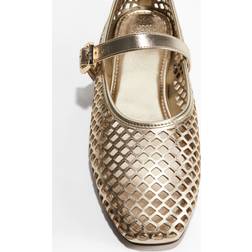 H&M Dame Guld Perforerede Mary Jane Ballerinasko - Guld