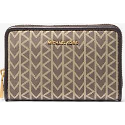 Michael Kors Jet Set Small MK2000 Logo Jacquard Wallet - Natural
