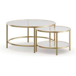 Dunelm Sofia Glass Nest of Tables Gold Coffee Table 80cm 2pcs