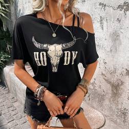 Shein Luneh Summer Music Festival Vintage Printed T-Shirt - Women's