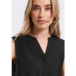 Street One Frauen Split Neck Blusentop - Schwarz