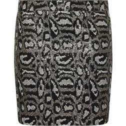 Yours Curve Women's Plus Size Sequin Leopard Print Mini Skirt