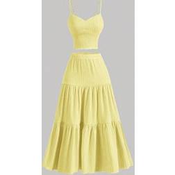 Shein Camisole Top And Long Midi Skirt - Yellow