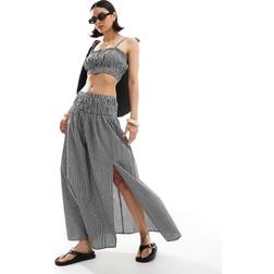 New Look Co-Ord Shirred Midi Skirt - Black Gingham