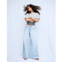 River Island Low Rise Baggy Wide Leg Jeans - Blue