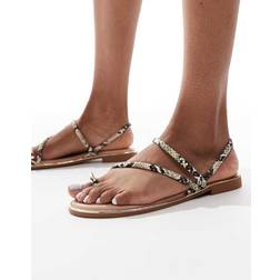 New Look Ormskinnsmönstrade Sandaler Med Tårem Metall - Vit