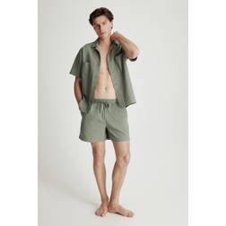 H&M Seersucker Pyjama Shirt And Shorts - Green