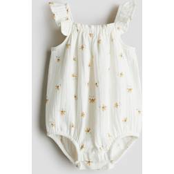 H&M Mönstrad Romper I Muslin - Vit/Blommig