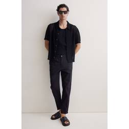 H&M Cropped Bukser I Bomuld Regular Fit - Blå
