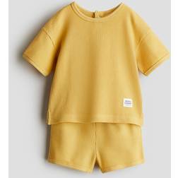 H&M Baby 2-Delt Sæt I Vaflet Jersey - Gul