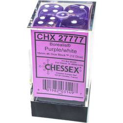 Chessex Borealis Purple/White 16mm D6 12 Dice Block