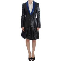 Exte Two Piece Suit Skirt & Blazer - Black/Blue