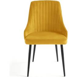 Dunelm Shea Set of 2 Dining Chairs Velvet Old Gold Kitchen Chair 82cm 2pcs