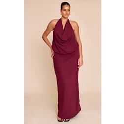 PrettyLittleThing Plus Chiffon Cowl Neck Maxi Dress - Purple
