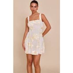 PrettyLittleThing Embroidery Detail A-line Dress - Yellow