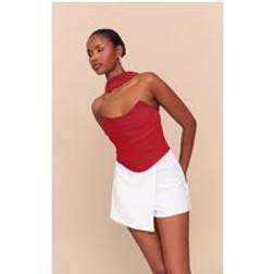 PrettyLittleThing Tomato Red Scarf Detail Corset