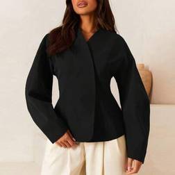 Shein Athîral Women's Solid Color Drop Shoulder Long Sleeve Casual Jacket - Autumn/Winter