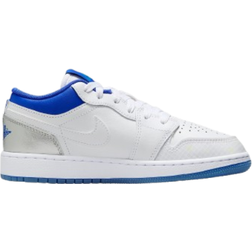 Nike Air Jordan 1 Low GS - White/Metallic Silver/Volt Tint/Hyper Royal