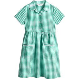 H&M Girls Green Checked cotton school dress 4-5Y