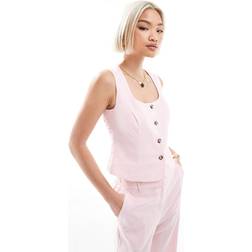 New Look Co-Ord Linen Square Neck Waistcoat - Pink