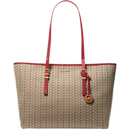 Michael Kors Quinn Large Logo Jacquard Tote Bag - Crimson Multi