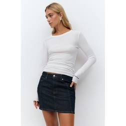 Gina Tricot - Mørk indigoblå denim-mininederdel
