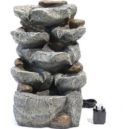 Garden Sanctuary Multi-Tiered Garden Cascading Water Fountain with LED Lights