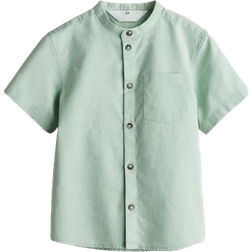 H&M Linen-Blend Grandad Shirt - Green