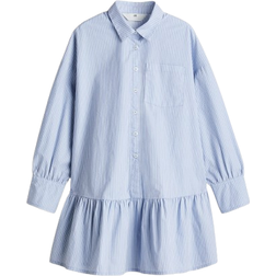 H&M Cotton Poplin Shirt Dress - Light Blue/Striped (1268773001)