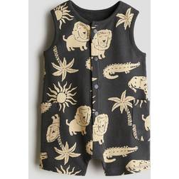 H&M Baby Grå Romper I Frotté - Mörkgrå/Mönstrad